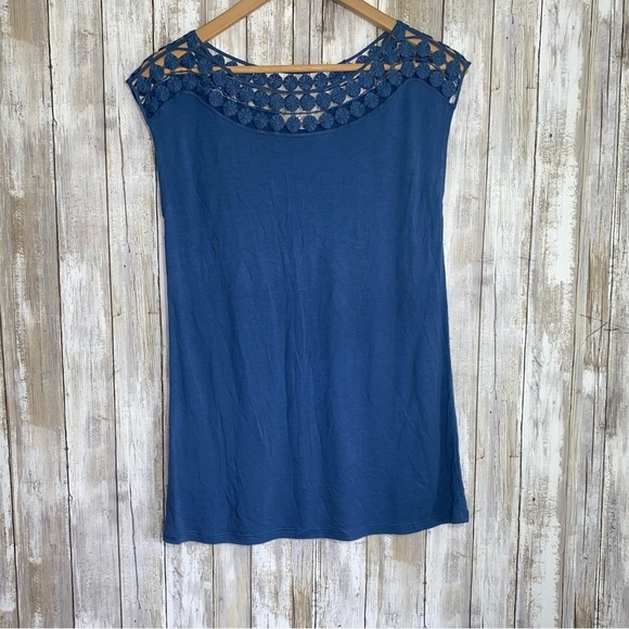 LOFT Tops - Loft Blue Sleeveless Open Neck Tunic